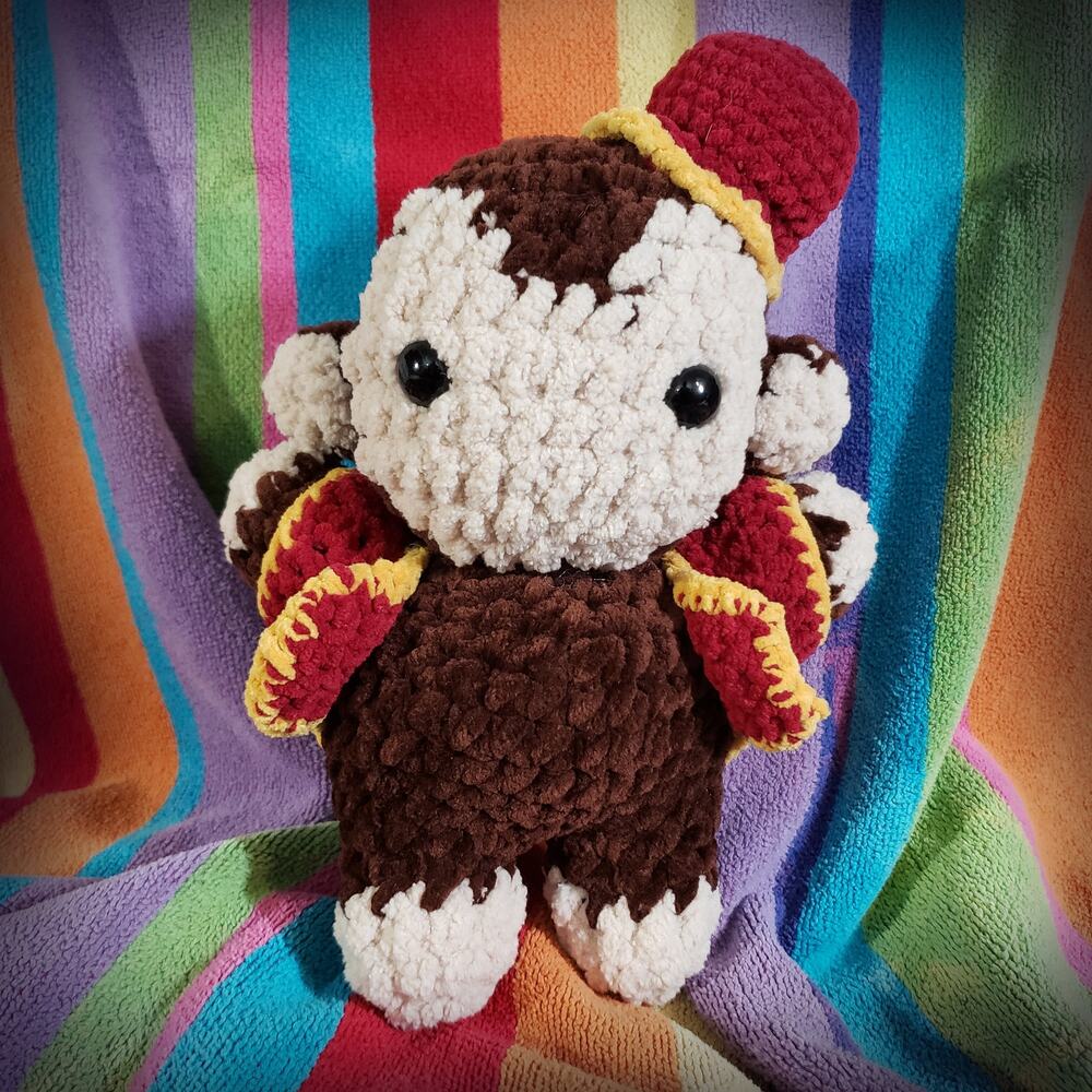 Handcrafted Crochet Circus Monkey with Vest and Hat